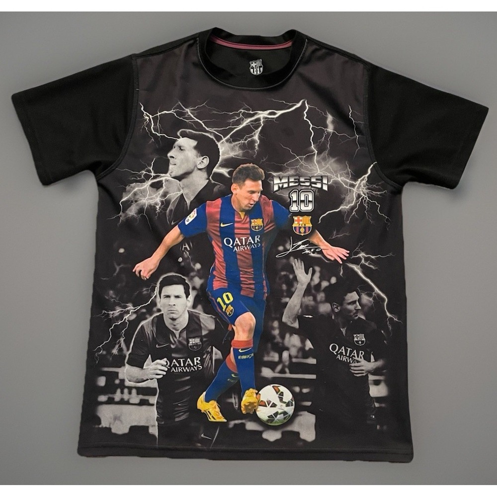 Lionel Messi FC Barcelona Short Sleeve T-shirt Print Logo Soccer Medium JBHS